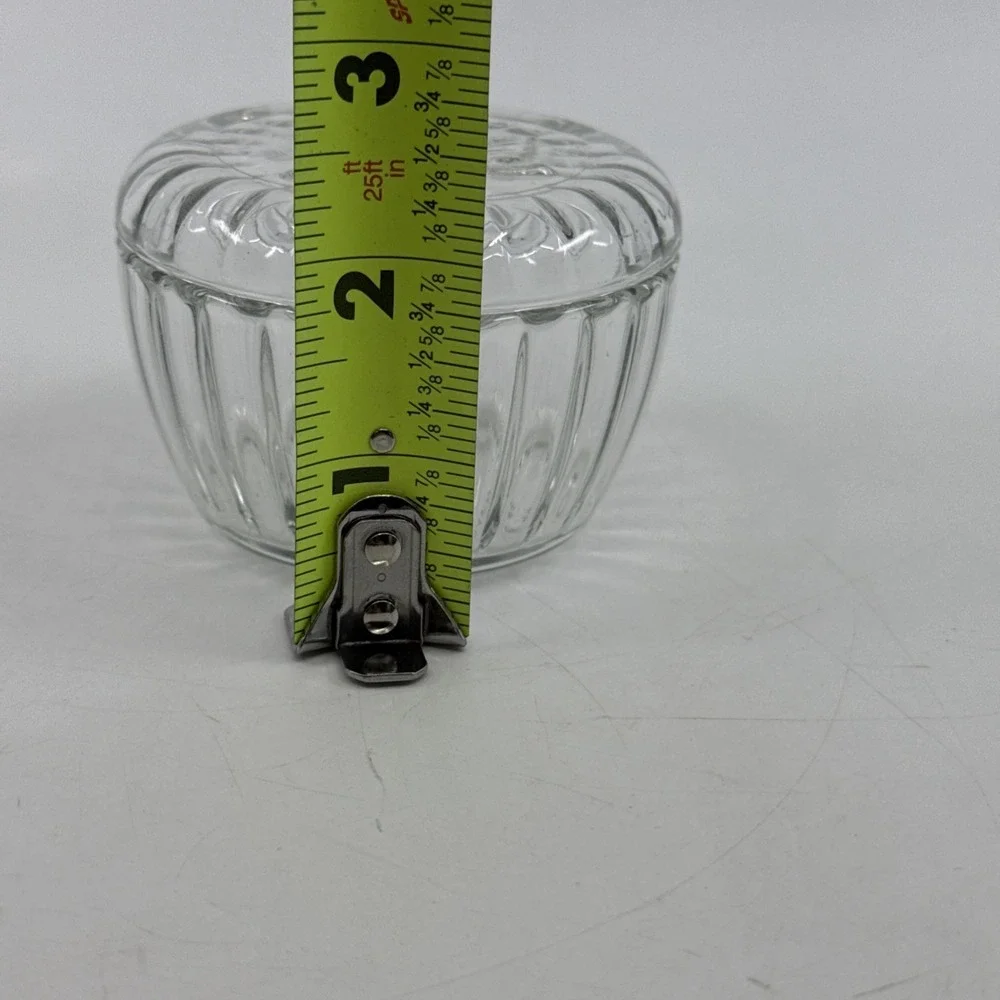 Crystal Glass Trinket Dish Etched Rose Lid Italian 2.5